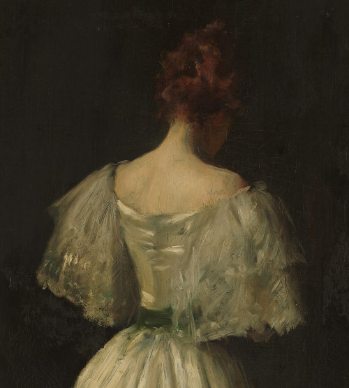 detournementsmineurs:“Seventeenth Century Lady” by William Merritt Chase, circa 1895.