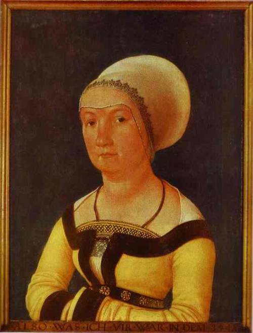 Portrait of 34 year old Woman, 1516, Hans Holbein the YoungerMedium: wood,tempera