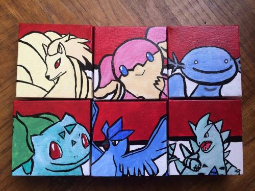 nom-nom-keiko:Last Christmas I was super ambitious and decided to paint flat colors on 3x3 #pokemon 