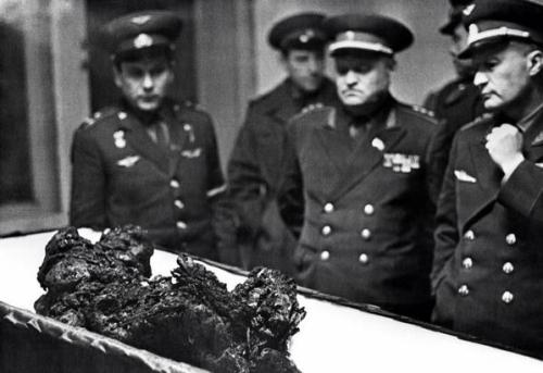 The remains of Vladimir Komarov, who fell from space, 1967.