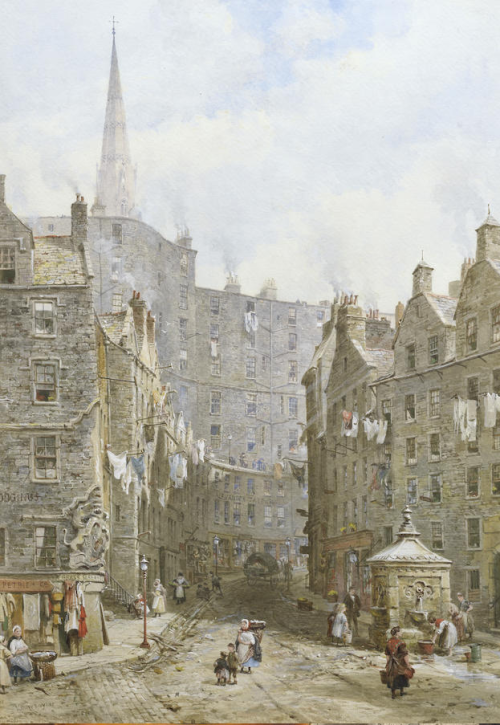 art-and-things-of-beauty:Louise J. Rayner (British, 1832-1924) - Fort at the West Bow, Edinburgh, wa