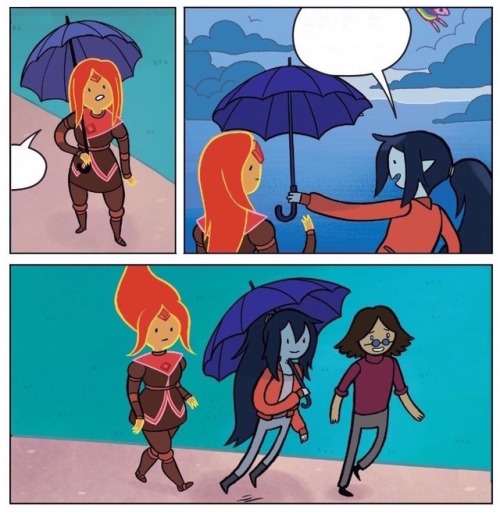 Marcy and Phoebe sharing an umbrella during rainy and sunny weather.12/10 would explore more of this