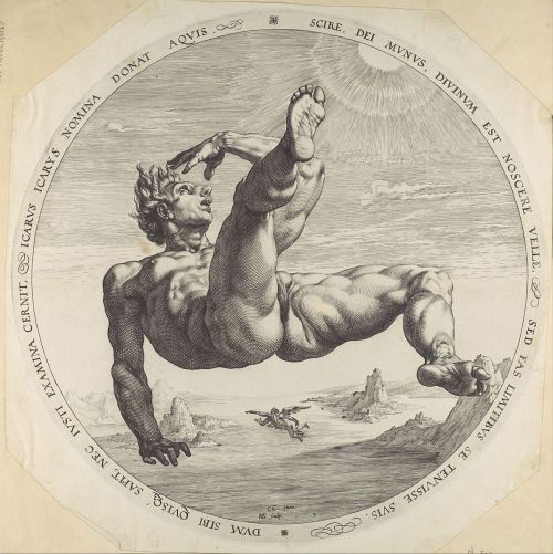 victorianink:The Four Disgracers - Tantalus, Phaeton, Icarus, and Ixion (1588) by Hendrick Goltzius