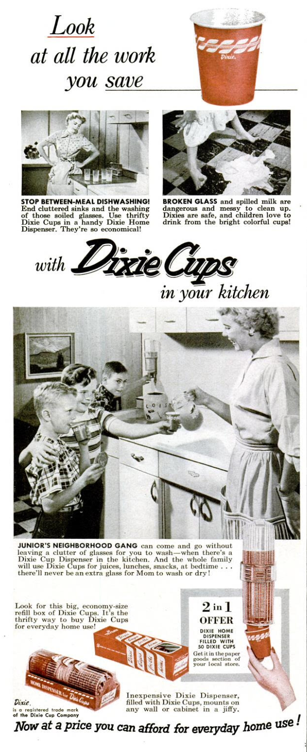 1950 Ad Dixie Cups Lifeguard Beverage Drink Kitchen - ORIGINAL