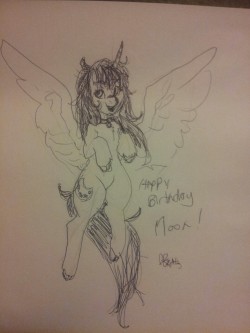 Happy Birthday  phathusa-moonbrush!   (Wow, can&rsquo;t stop me from drawing for long. My left hand has earned my respect with this one.)