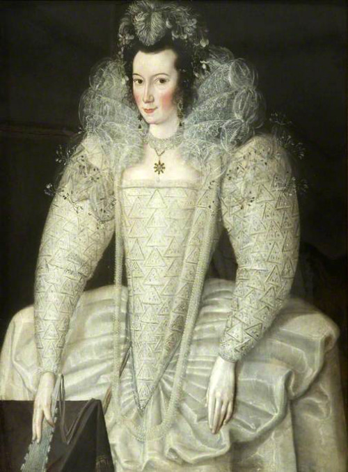 Portrait of a Lady said to be Elizabeth Throckmorton by Robert Peake, 1595-1600