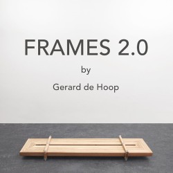 worclip:Frames 2.0 (2014) by Gerard de HoopMaterials: oak or American ashDimensions: H192 x W186 x D39 cmGrid, made up of twelve wooden frames that, as a free-standing bookcase or as a room divider, can be used. The “boards” have different widths