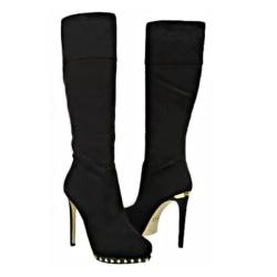 ideservenewshoesblog:  Chic Black Beading Knee High Boots