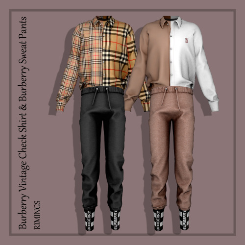 [RIMINGS] Burberry Vintage Check Shirt &amp; Burberry Sweat Pants - TOP / BOTTOM- NEW MESH- ALL 