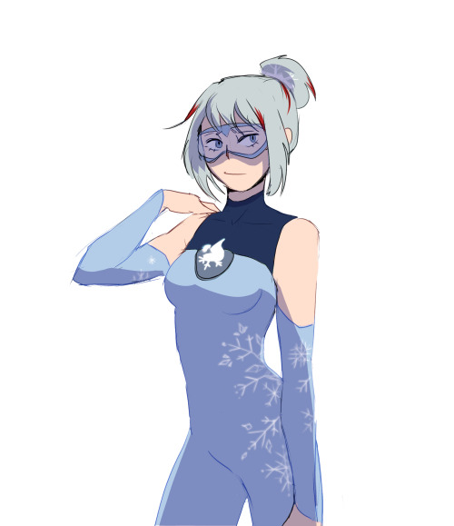 Fuyumi Todoroki, if she cannonicaly ahd ice powers and was a hero. She’s part of a fic I&rsquo