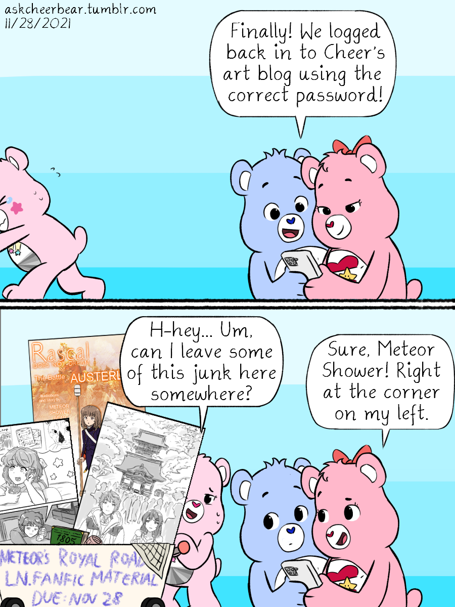 Ask Cheer Bear — This pretty much summarizes the art dude's first