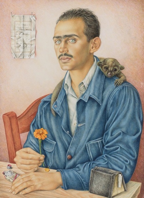 thunderstruck9:Emilio Baz Viaud (Mexican, 1918-1991), Painter George Hutzler, Age 28, with His Pet B