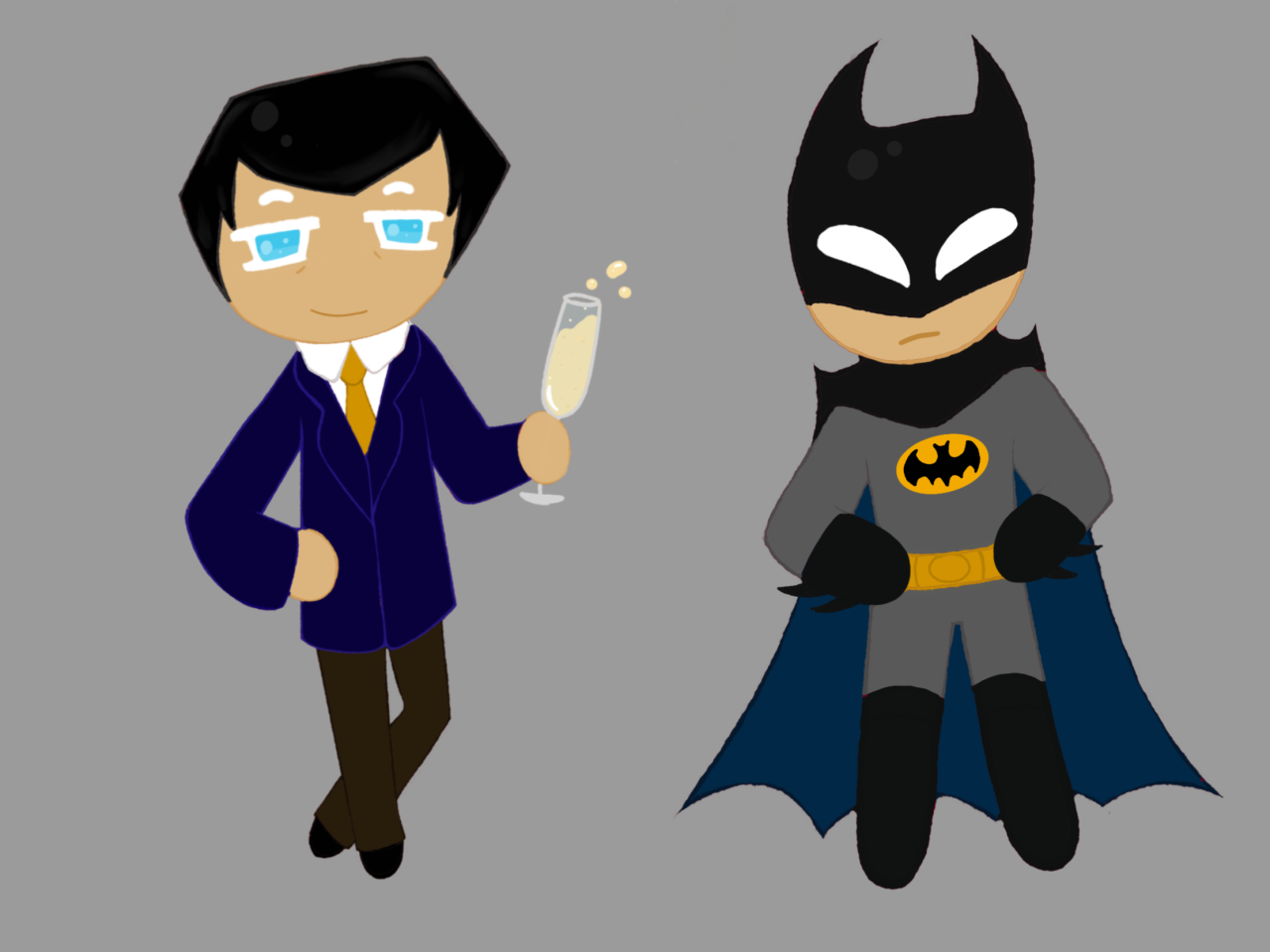 I drew Bruce Wayne as a cookie in both his civilian persona and as batman.