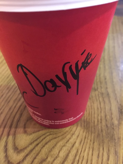 hentired:Starbucks guy: whats yer nameMe: DemiStarbucks guy: aight got it