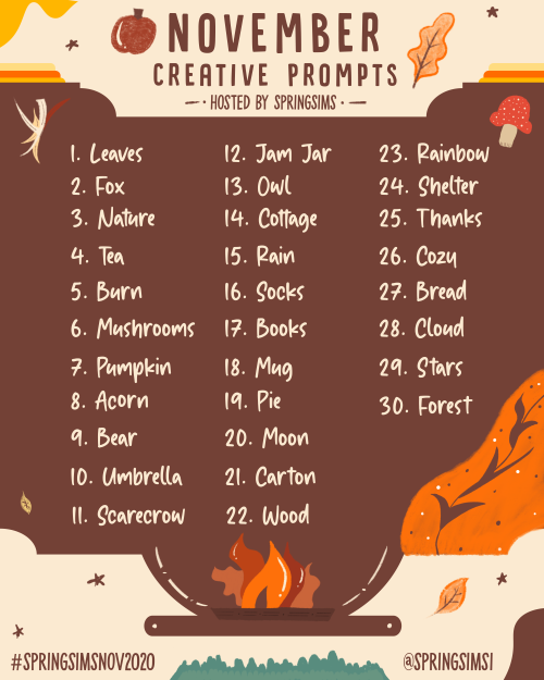 I know I’m late for this but, here it is! My first monthly creative prompt list - a set of 30 