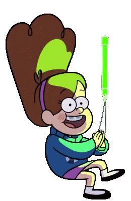 transparent-gravity-falls-gifs:  Mabel and Dipper falling while Mabel claps with a glow stick from S1E14 “Bottomless Pit!”, together and separately. 