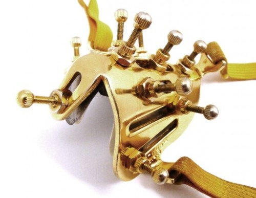 vintagemedical:  “An unusual early 20th century French nasal ‘Rectificateur’ which would have been applied after nasal fracture or facial injury. The apparatus was placed over the nose and held secure with straps around the back of the head. The