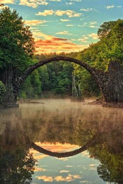 sixpenceee:  This is the Kromlau Bridge located in Germany. (Source)