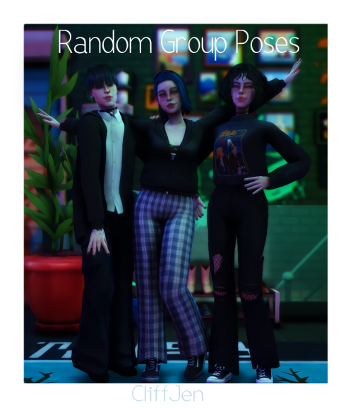 Random Group Poses~ 5 group posesyou need: ~ pose player and teleporter Download(SFS, no ads)@ts4-po