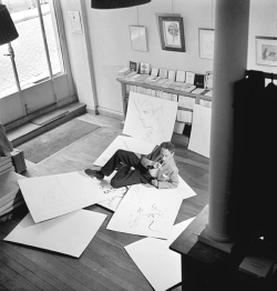 wehadfacesthen:Jean Cocteau in his studio,