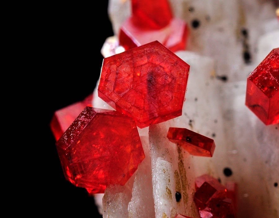 geologypage:  Vanadinite on Baryte | #Geology #GeologyPage #Mineral  Locality:  ACF