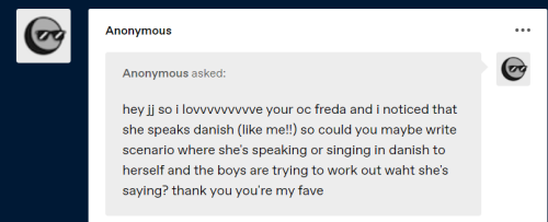 Omg hej anon - mange tak for anmodningen! I’m so excited that you like my OC Freda, I really do love