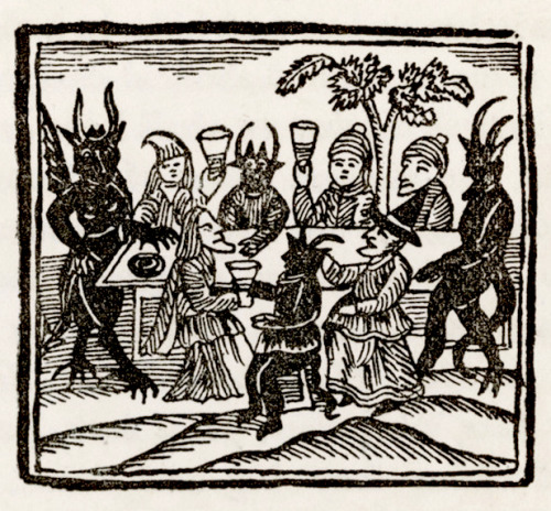 deathandmysticism: Witches at a Sabbath having supper with the Devil and his demons