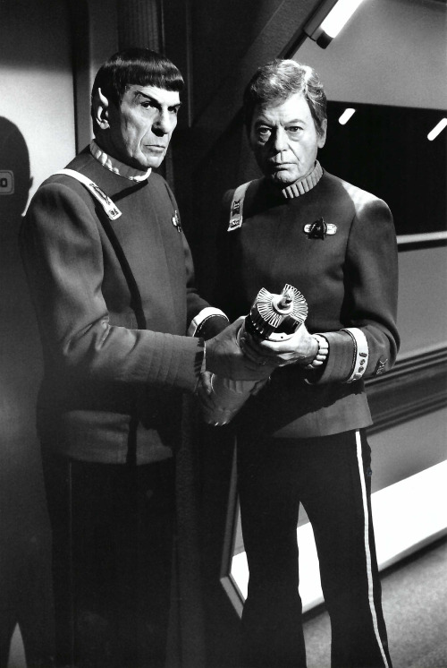 A delightfully awkward publicity photo for Star Trek VI: The Undiscovered Country, featuring Leonard