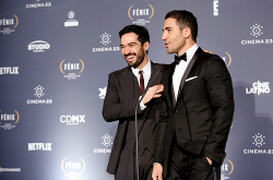 celebritiesofcolor:  Alfonso Herrera and Miguel Angel Silvestre attend the Premio Iberoamericano de Cine Fenix 2015 at Teatro de La Ciudad on November 25, 2015 in Mexico City, Mexico.   