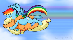 ask&ndash;appledash:  drawponies:  Fly by ryoshockwave  Wow guys, here’s a blast from the past. The first “AppleDash” picture I ever drew! (more updates to come soon, and don’t forget about my patreon).  &lt;3