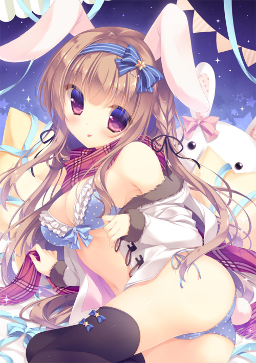 leafunia:  うさみみずぎマフラー | ゆき恵 [pixiv]