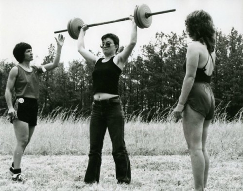 “Dyke Olympics,” North Carolina (1983): A one-day all-lesbian womyn’s land event. Photos by Elaine M