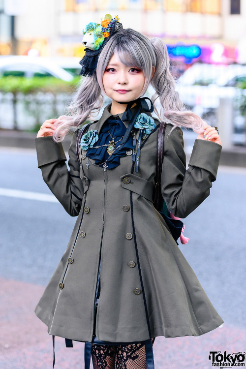 English-speaking Japanese gothic and lolita street style personality Sana Seine in Harajuku wearing 