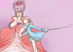 carminedeplomb:  18th century rosepearl. pearl doesn’t have to keep her sword close to detract suitors but…she likes to. 