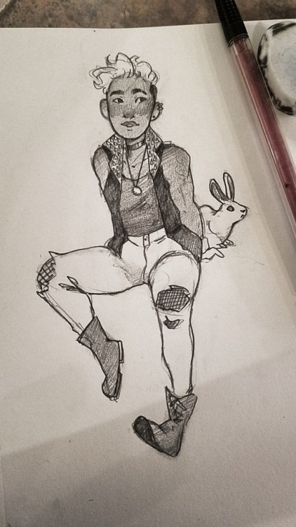 freelanceplatypus:My favorite bisexual [image description: a photo of a pencil sketch of Aubrey. She