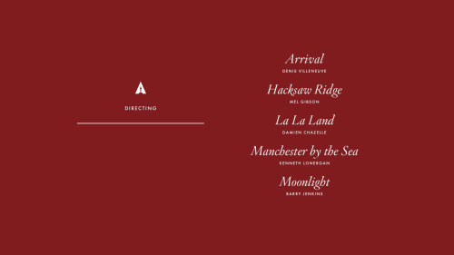  The 89th Academy Awards nominees: Best Picture and Directing  