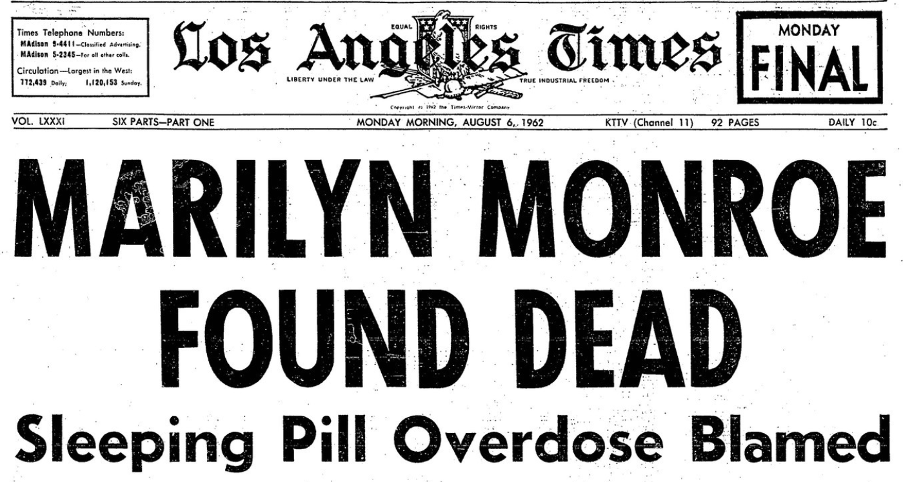 REOPENING OF INQUIRY INTO MARILYN MONROE'S DEATH RAISES IMBROGLIO IN LOS  ANGELES - The New York Times