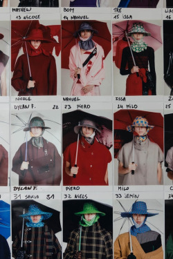 damplaundry:Model board at Raf Simons S/S 2018 by Eddie Lee  