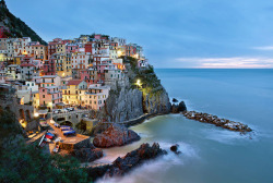 i-long-to-travel-the-world:  Sunrise in Manarola, Italy. Photograph by Arnaud Fougerouse