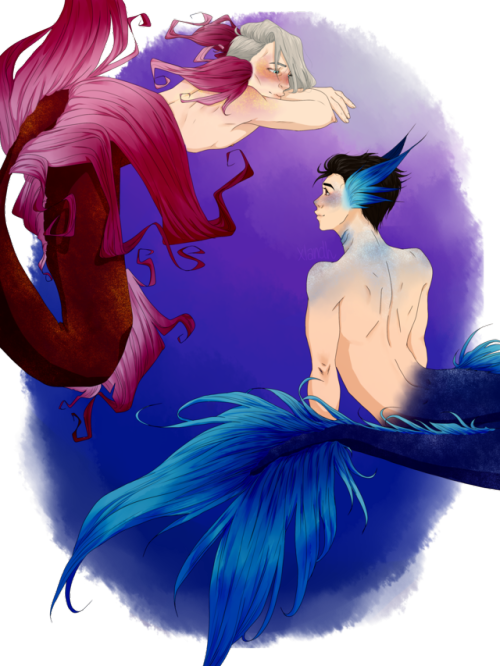 xlandh:I finished it and i don’t even like it. Ugh whyyyBtw, here is my mermaid!Victuuri piece