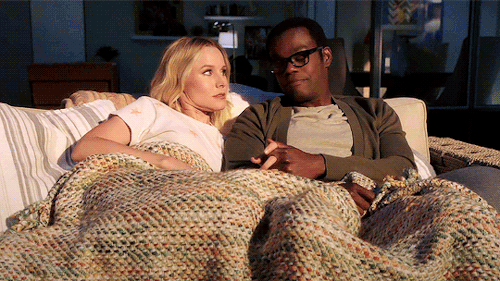rosalitadiazz:Chidi &amp; Eleanor + sitting together on couches