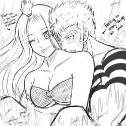 dracodormienz:  Based on OVA 5 - Miraxus on the Love Love Slide in Ryuuzetsu Land. Something we all wanted to see.  Dirty thoughts + Motion sickness = bad combination.  I’d hate to be in Laxus’ position, really.. cuz what can you do when you’re