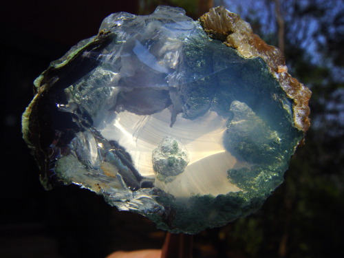 brazilminerals:  Alien Opal (Picture taken under natural sunlight ) - from Rio Grande do Sul - Brazi