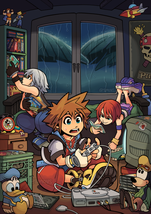 smovs:my full illustration for the sora zine! rainy days on the islands make for cozy afternoons at 
