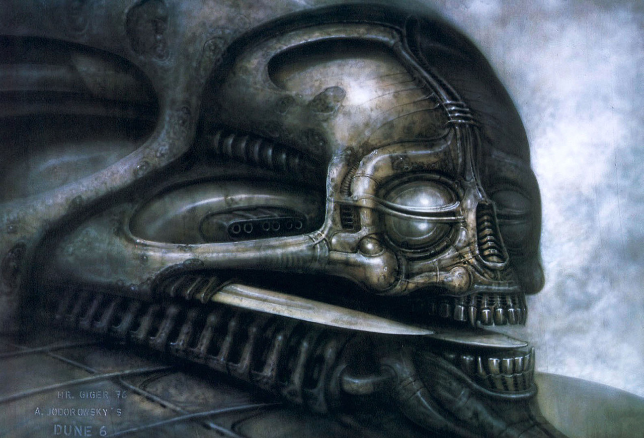 70sscifiart:
“H.R. Giger’s concept art for Alejandro Jodorowsky’s Dune, 1975
”
There is so much obvious aesthetic & artistic paralel between this Giger concept for Jodorowsky’s unfinished Dune movie, and Giger’s works for Alien (1979) and Aliens...