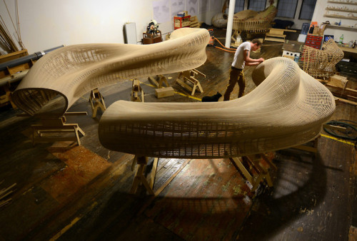  Curved Benches Created With Steam-bending Hardwood by Furniture Designer Matthias Pliessnigvia this