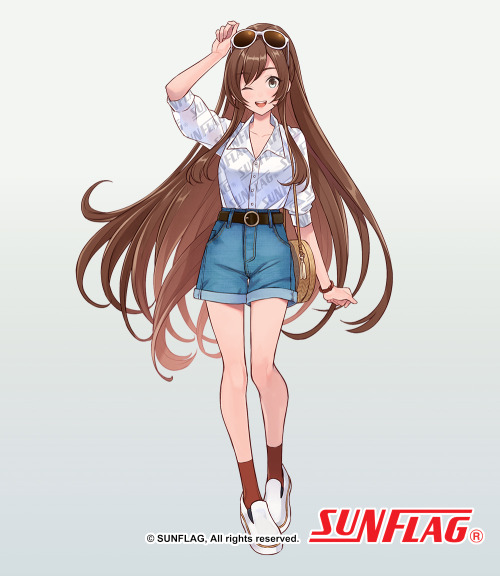 SUNFLAG公式 伊沙波ちゃんの夏服を描きました。いつもの作業着とは違う伊沙波ちゃん、どこにお出かけするんだろ！▼SUNFLAG公式sunflag.co.jp