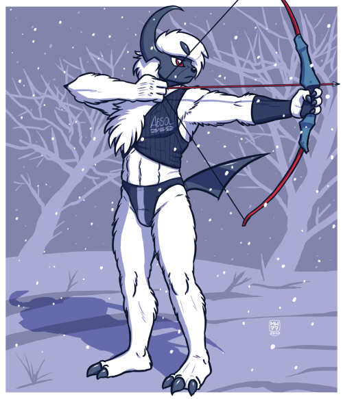 izzyink: Dark, Cold, and Silent  No matter what the weather, Absol will never stop training for archery. Hit the bullseye!Absol belongs to Game Freak/Nintendo.   