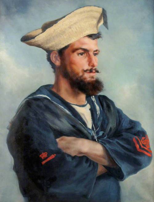   Attributed to Louise Caroline Alberta (1848-1939) - Bluejacket, HMS ‘Comus’. Oil on canvas, 73 x 57 cm  