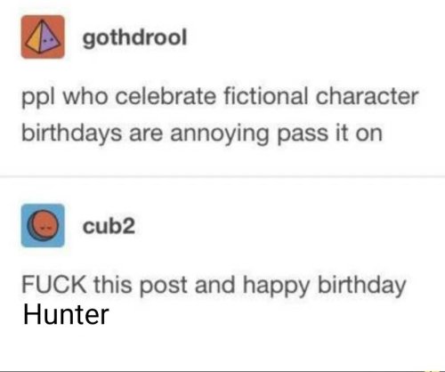 Separate Tides Anniversary... HAPPY BIRTHDAY HUNTER OWLHOUSE